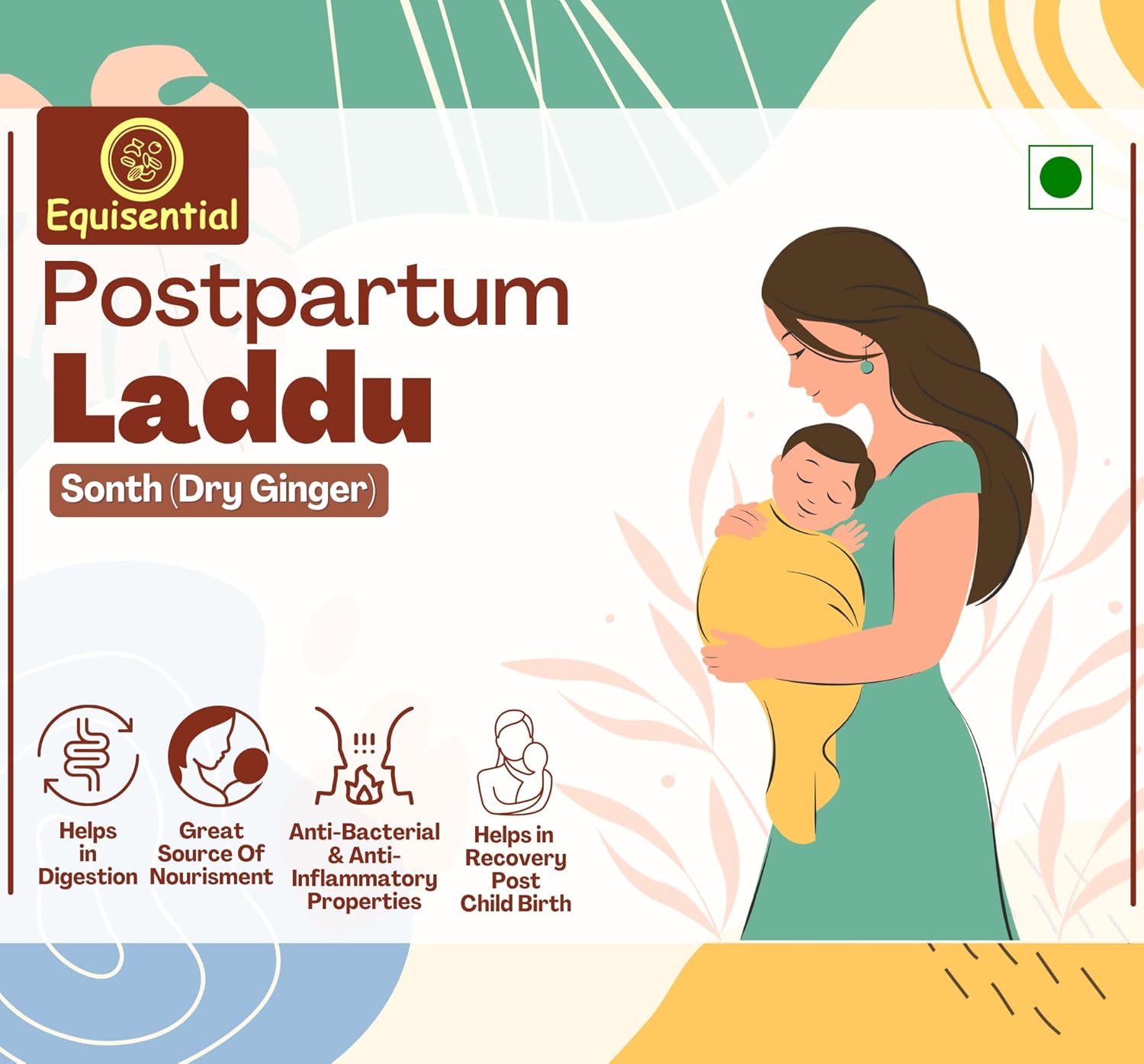 Equisential Postpartum Sonth Laddoos (Dry Ginger) | Ladoo for Women after Delivery - 250GM