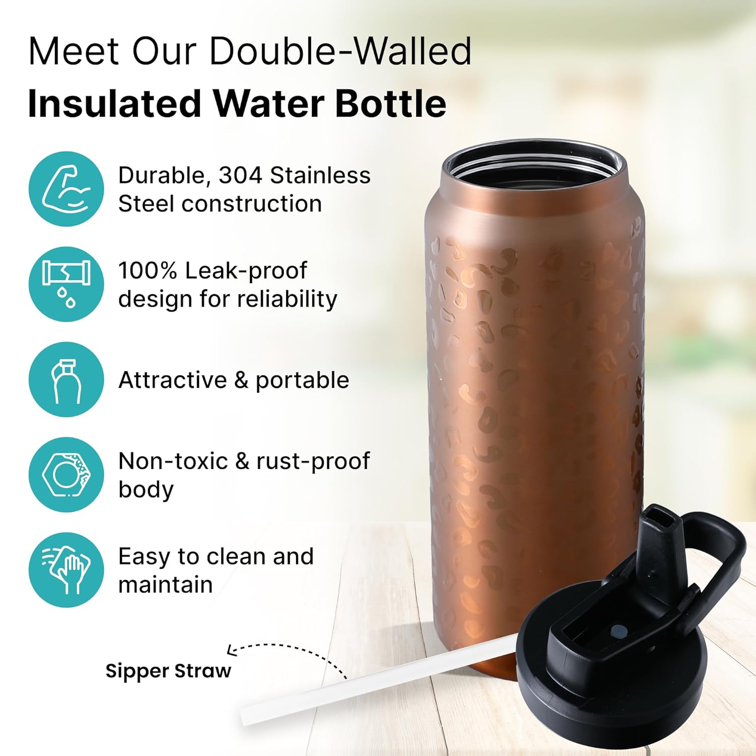 The Better Home Pulse 900ml|Stainless Steel Vacuum Insulated Printed Water Bottle