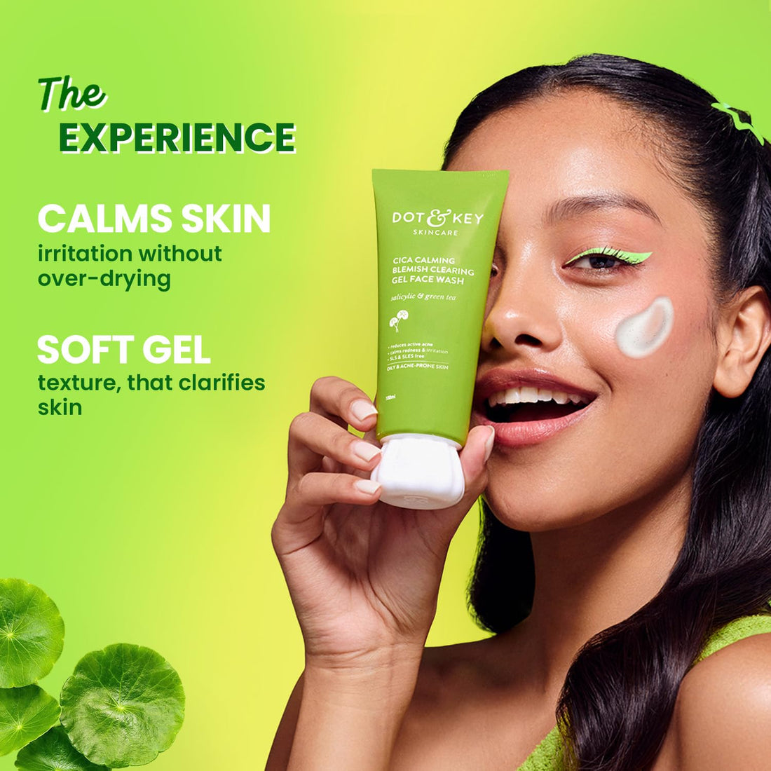 Dot & Key CICA Face Wash for Acne Prone Skin, 2% Salicylic Acid with Green Tea