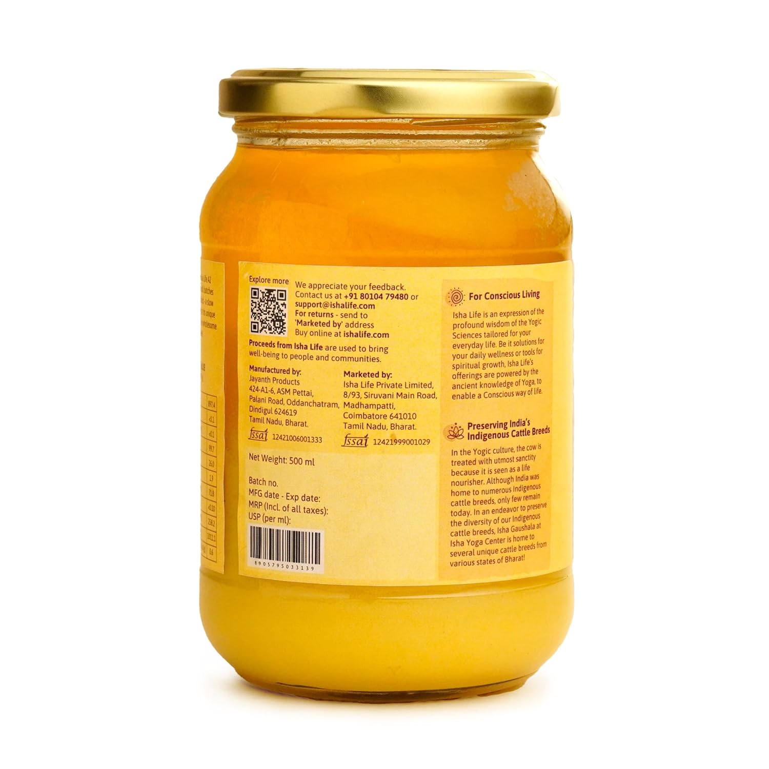 Isha Life Pure A2 Desi Cow Ghee - 1L