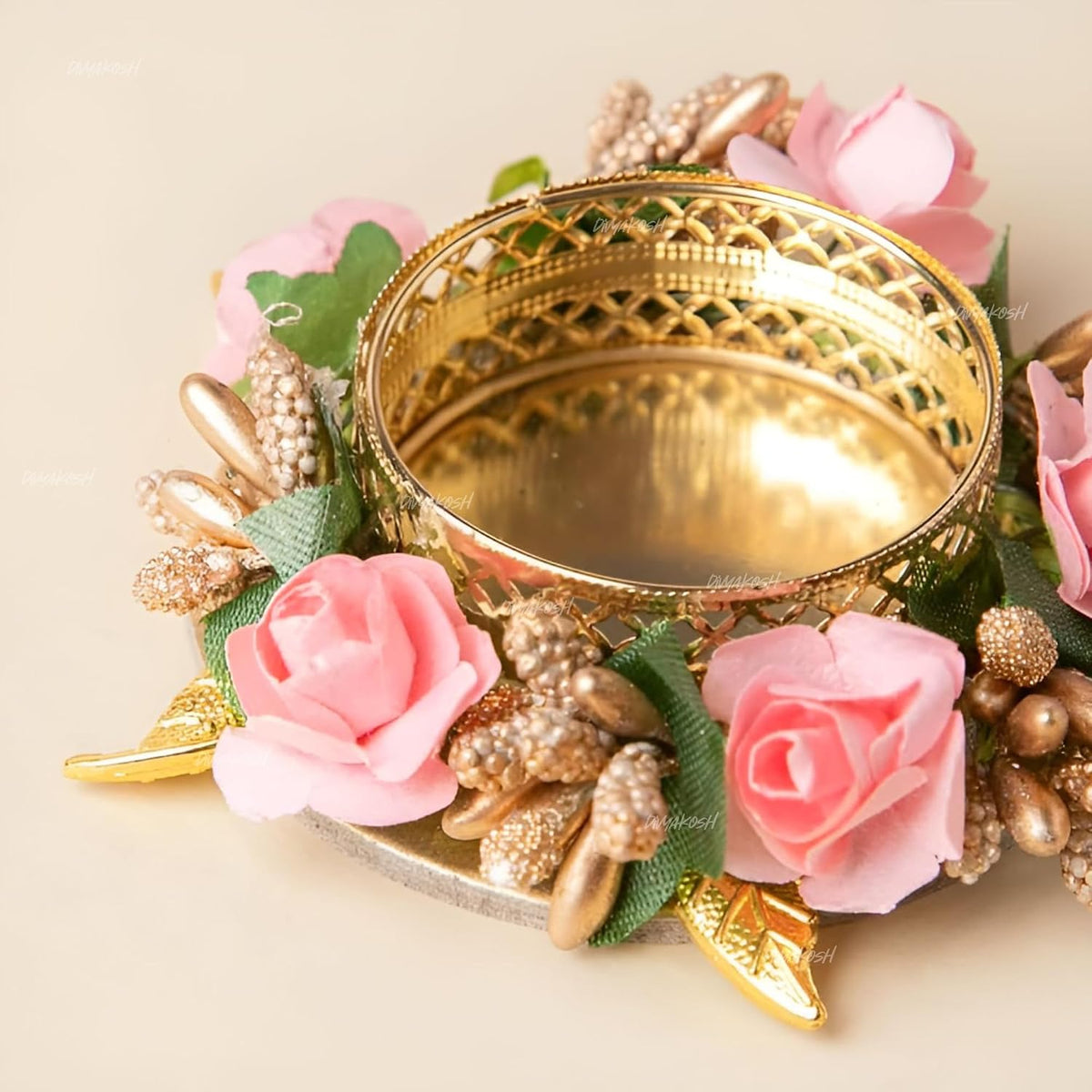 Divyakosh Metal Flower Tea Light Holder Set of 6
