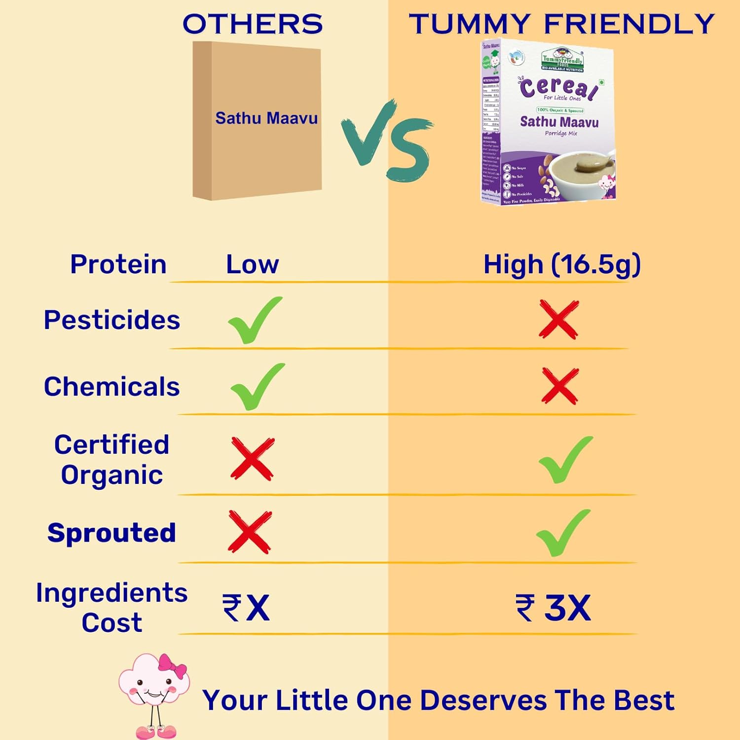 TummyFriendly Foods Certified Organic Sprouted Sathu Maavu Mix - 200G