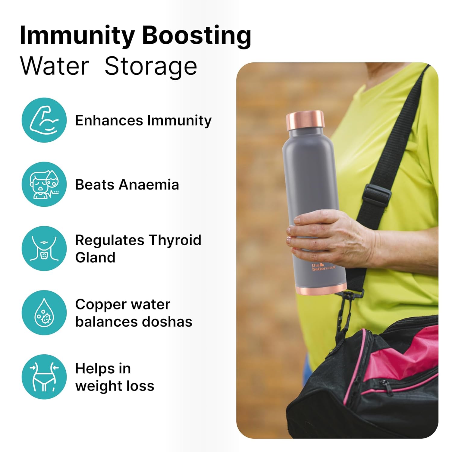 The Better Home Copper Water Bottle 950ml