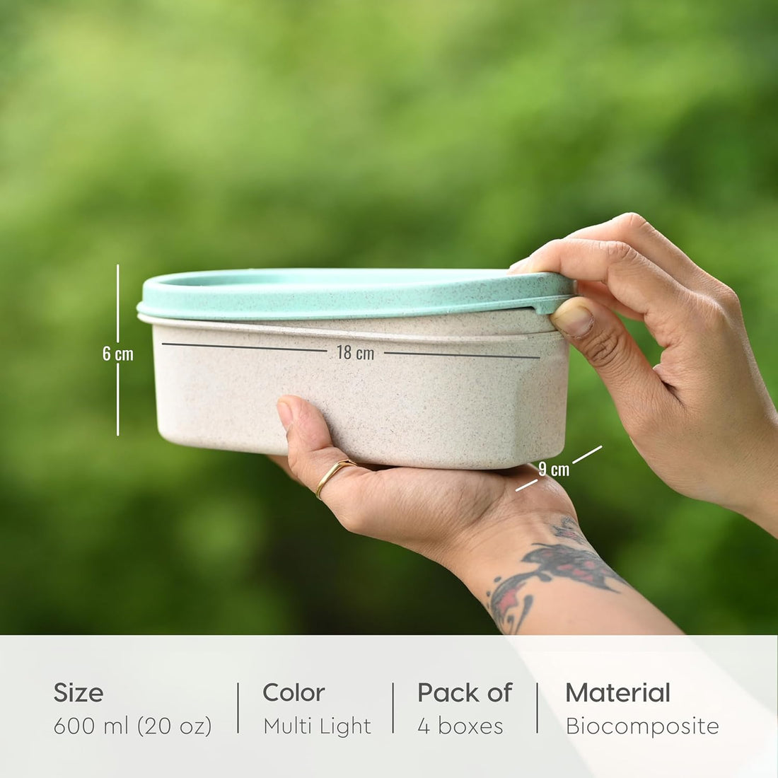 Eha Earth Friendly Storage Containers For Kitchen With Lid | Kitchen Containers Set of 4 | 600 ml