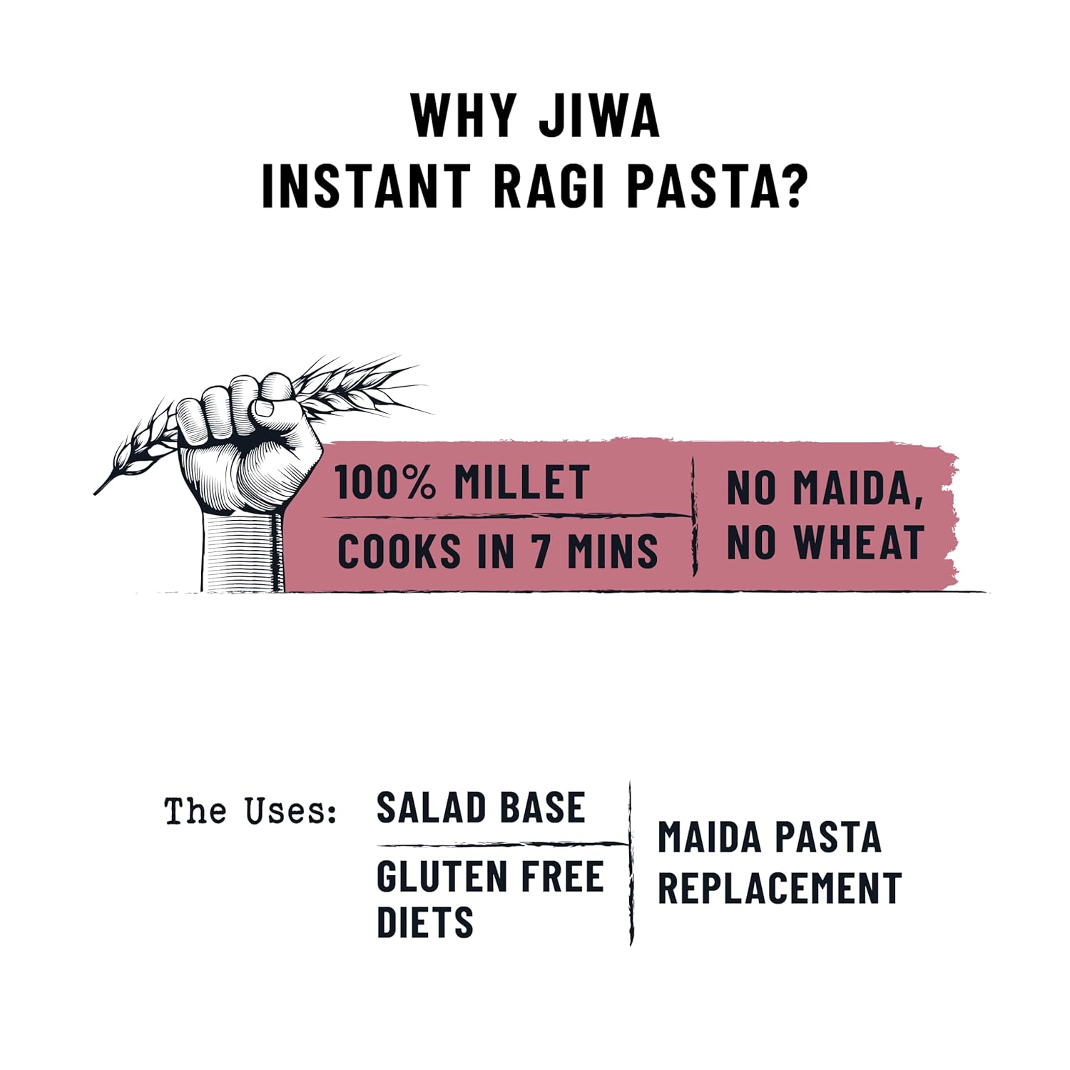 Jiwa Instant Ragi Pasta | Macaroni | Cooks In 7 Minutes Gluten Free | 200 G