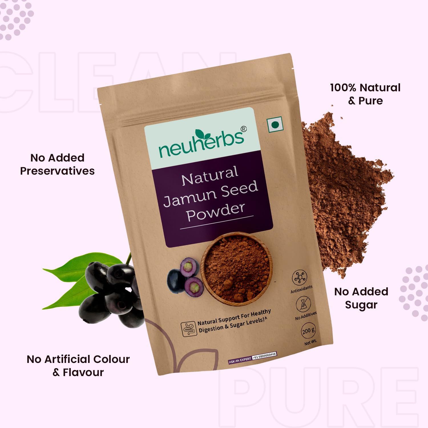 Neuherbs Natural Jamun Seed Powder - 200g
