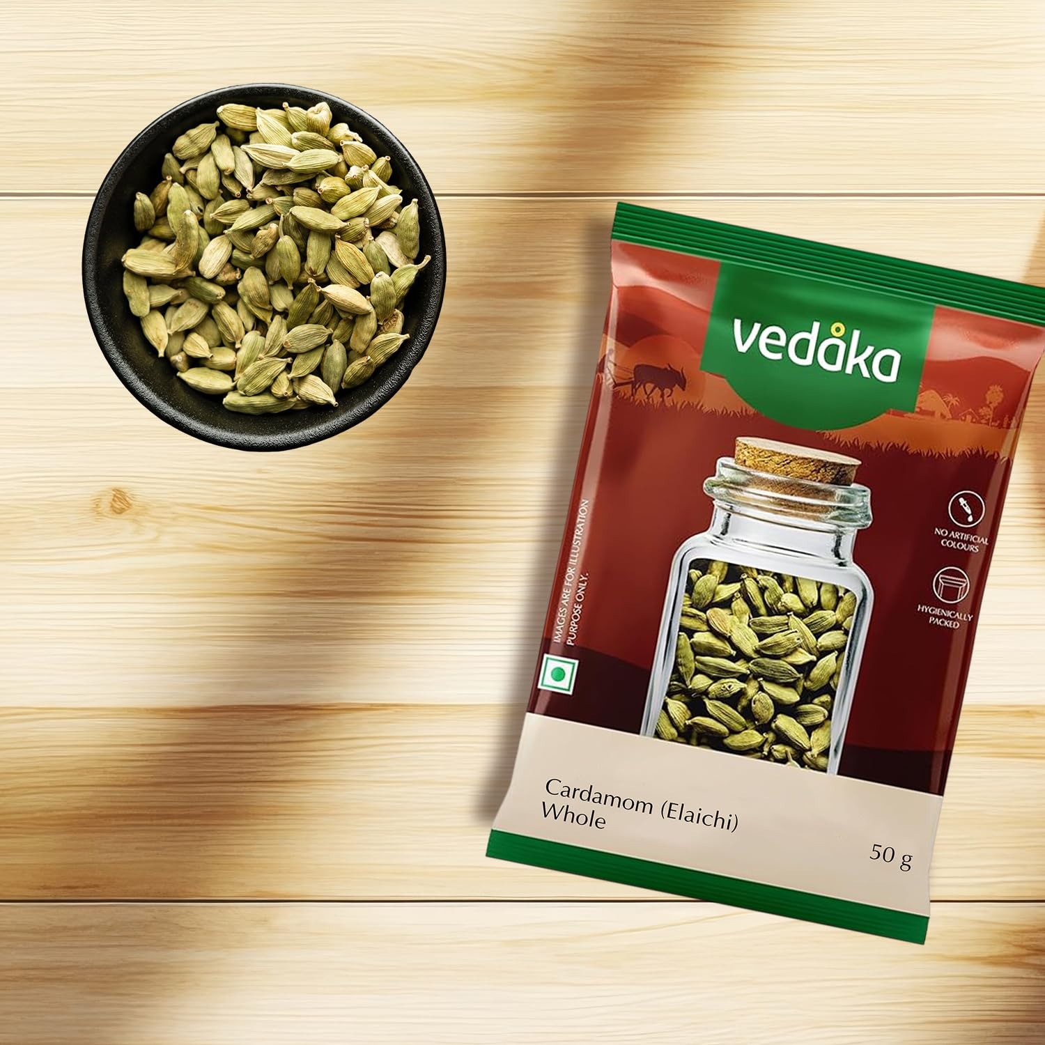 Vedaka Whole Cardamom (Elaichi), 50g