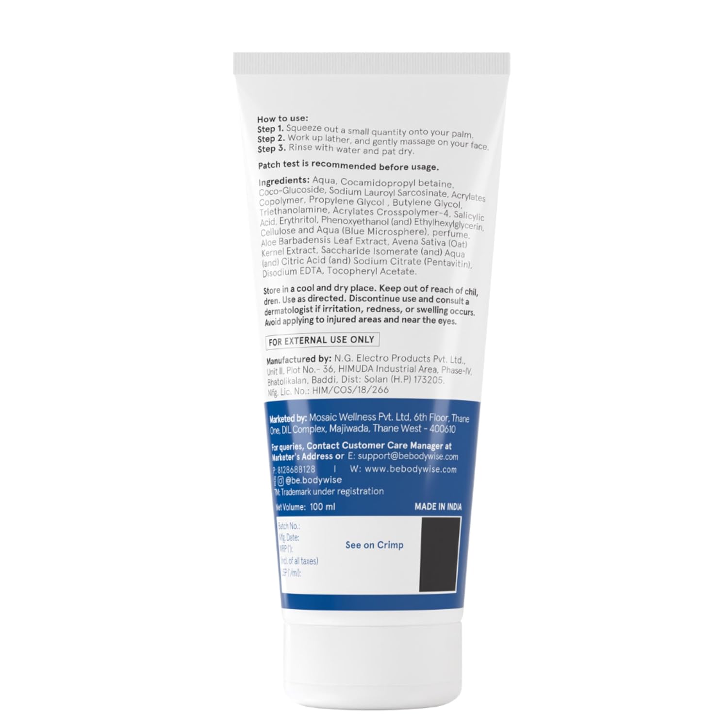 Be Bodywise 2% Salicylic Acid Face Wash