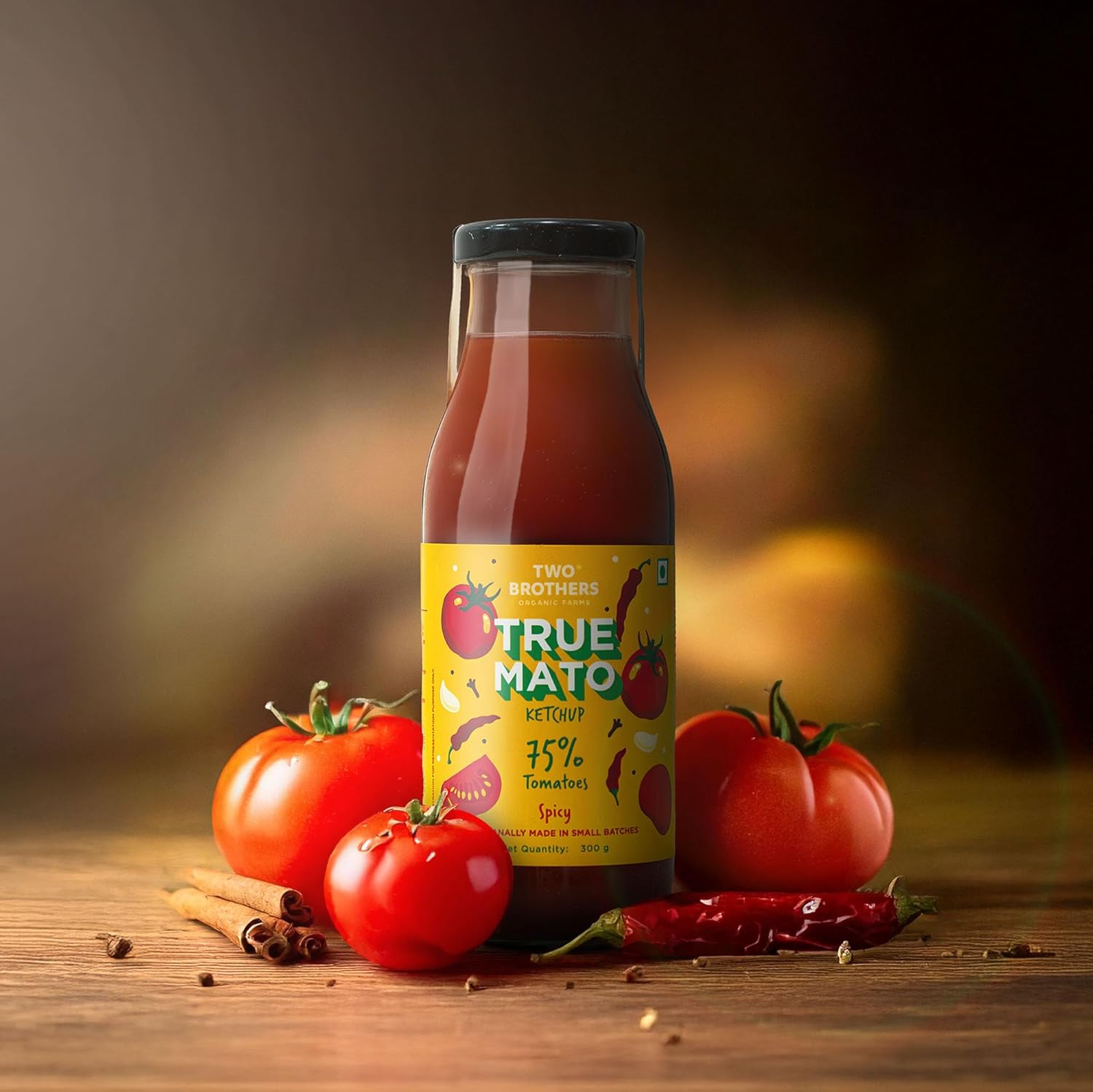 Two Brothers Organic Farms Truemato Ketchup - Spicy Tomato Ketchup - 300g