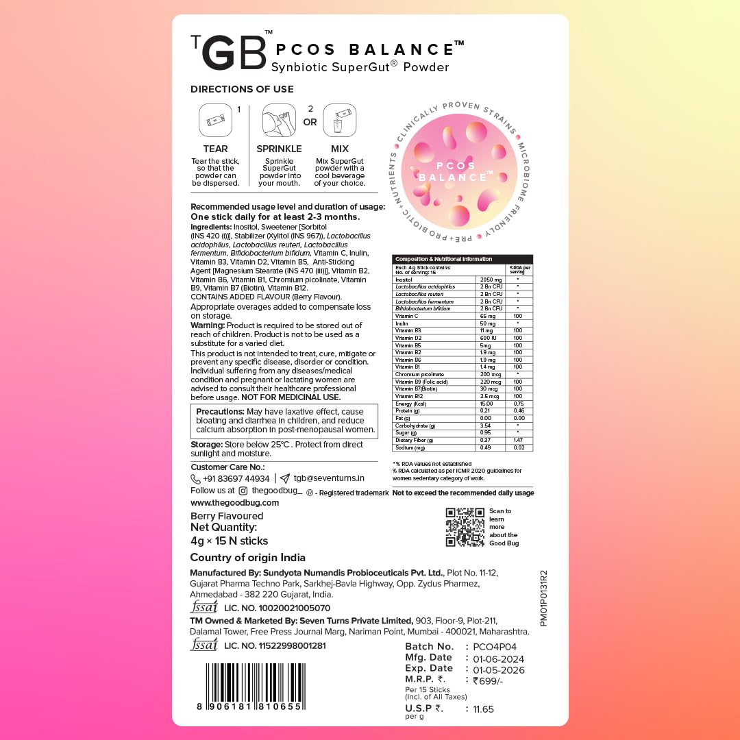 The Good Bug PCOS Balance SuperGut Powder| 15 days pack