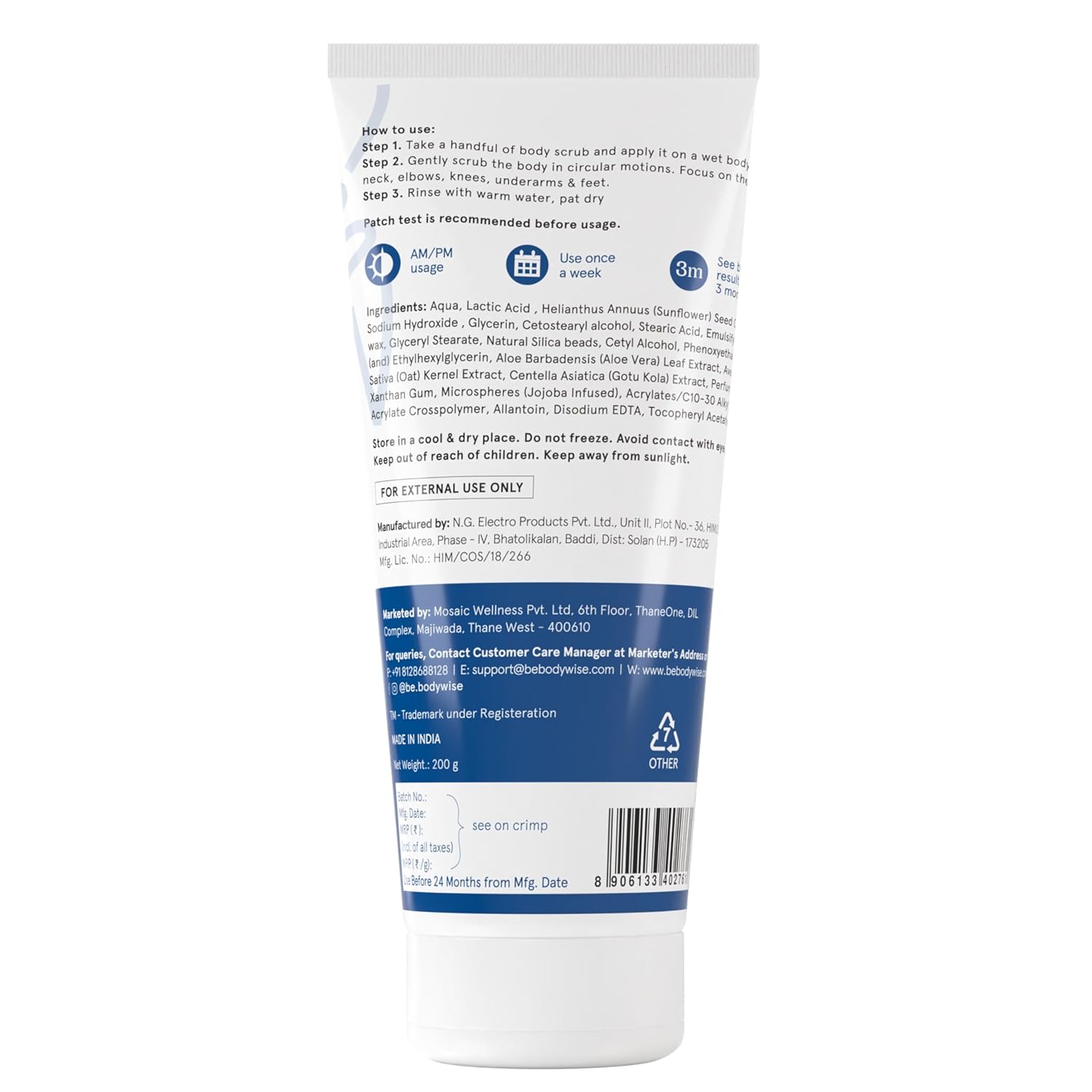 Be Bodywise 10% Lactic AHA Exfoliating Body Scrub 200g