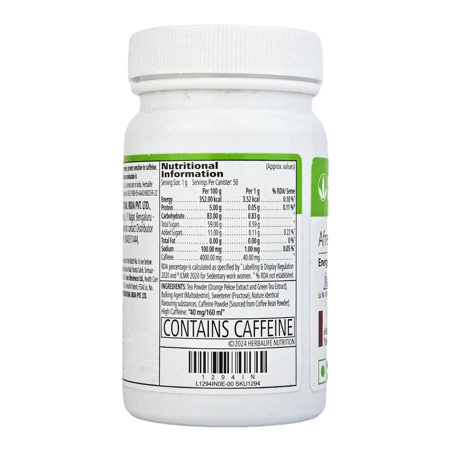 Herbalife Afresh Energy Drink Mix – Elaichi Cardamom Flavor | Instant Energy Booster | 50g