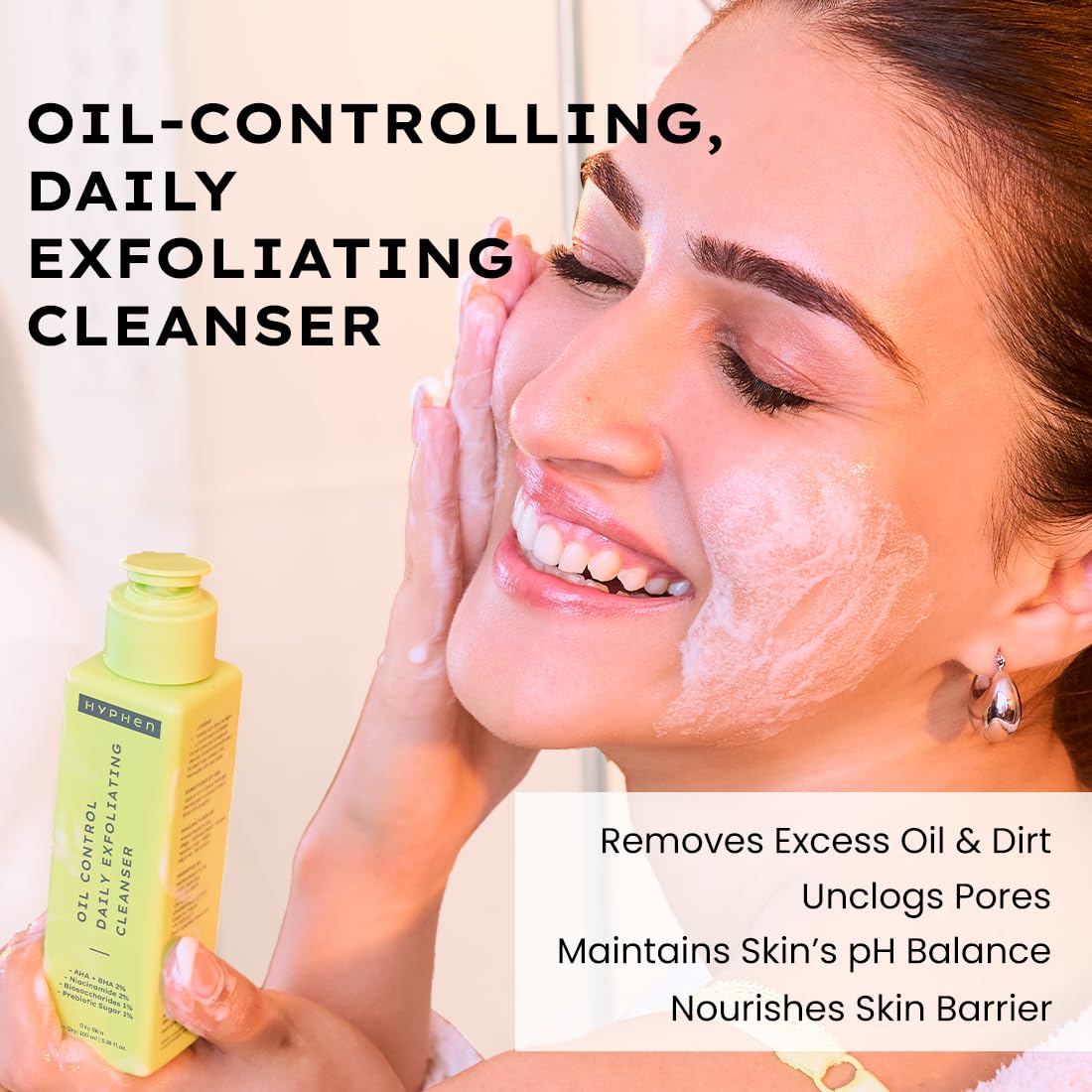 Hyphen Oil Control Face Wash with 2% AHA+BHA & Niacinamide