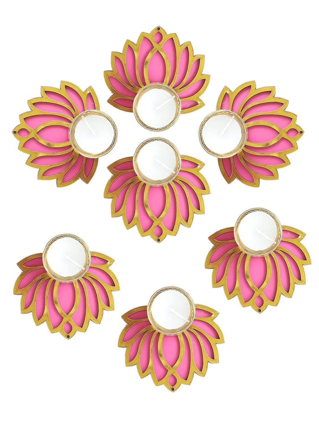 TIED RIBBONS Lotus Tealight Candle Holder Stand Set of 7