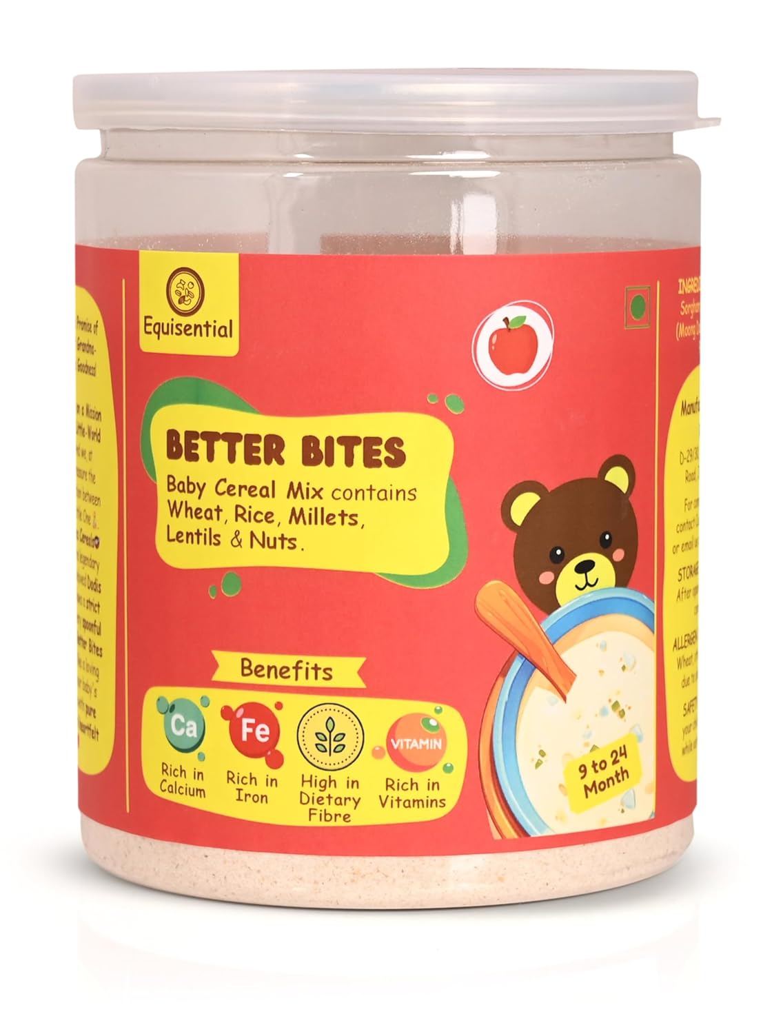 Equisential - Better Bites Instant Porridge Infant Baby Cereal | Apple - 9 to 24 Month | 200gms