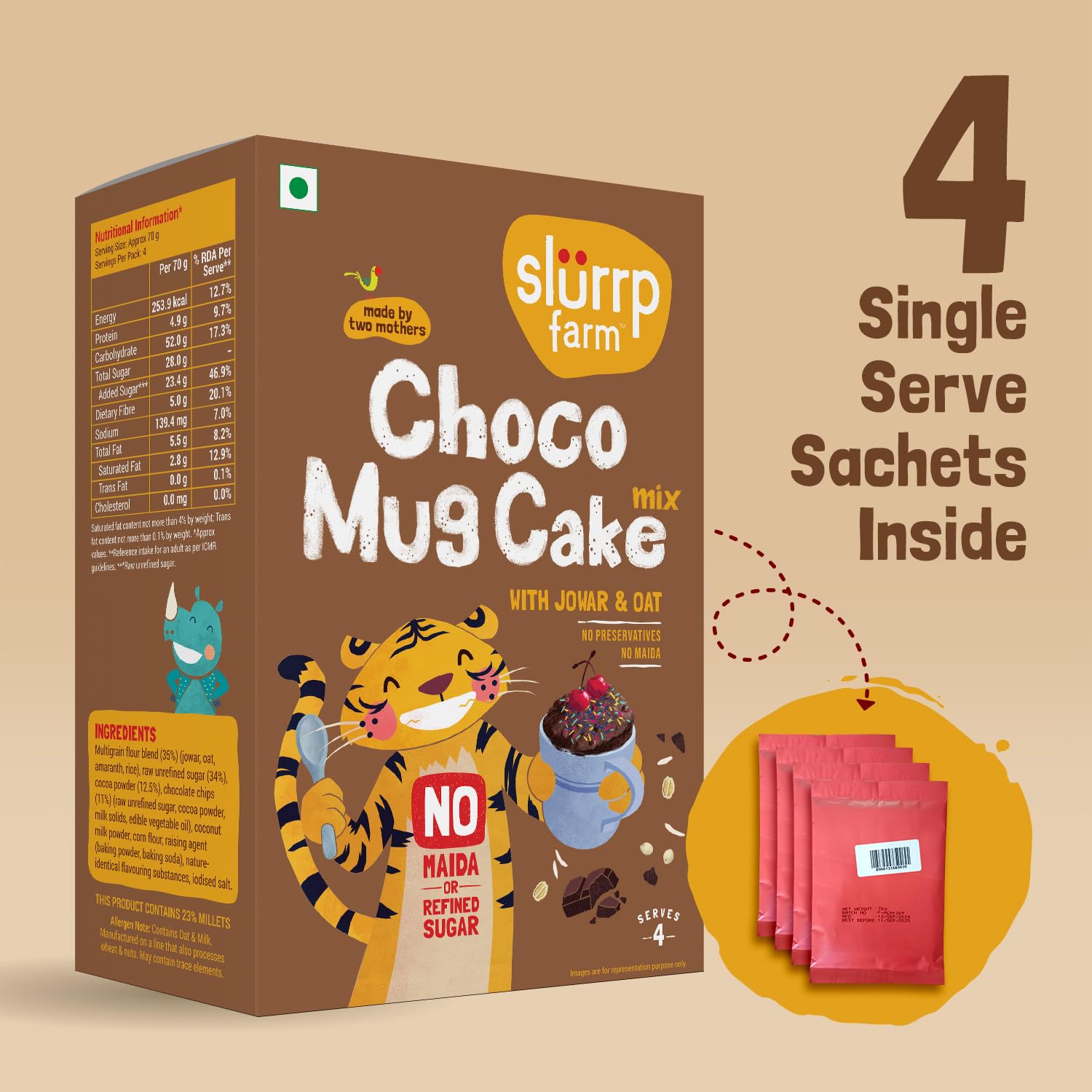Slurrp Farm NO Maida Choco Mug Cake Mix - 280 G