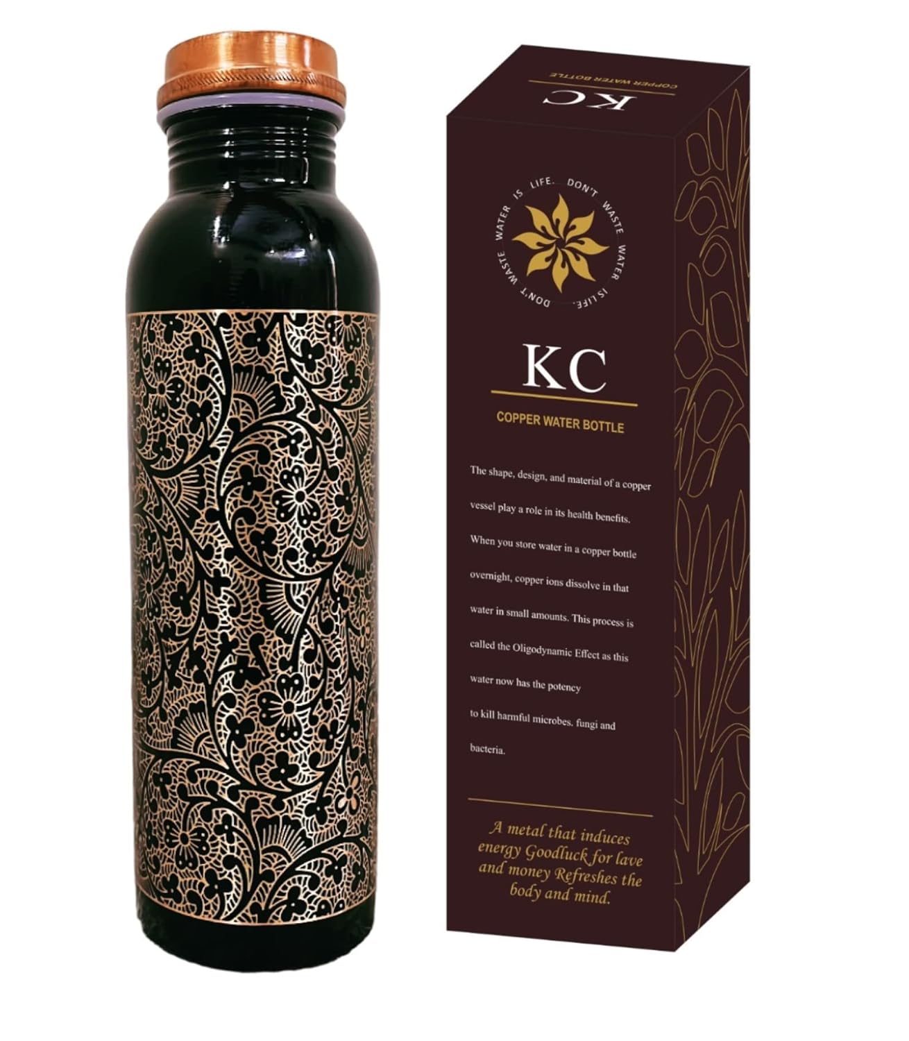 KC Pure Copper Designer Water Bottle 1000ml