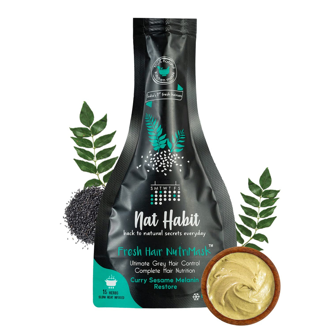 Nat Habit Curry Sesame NutriMask Fresh Hair Mask For Grey Hair - (Pack of 2 x 40 gm)