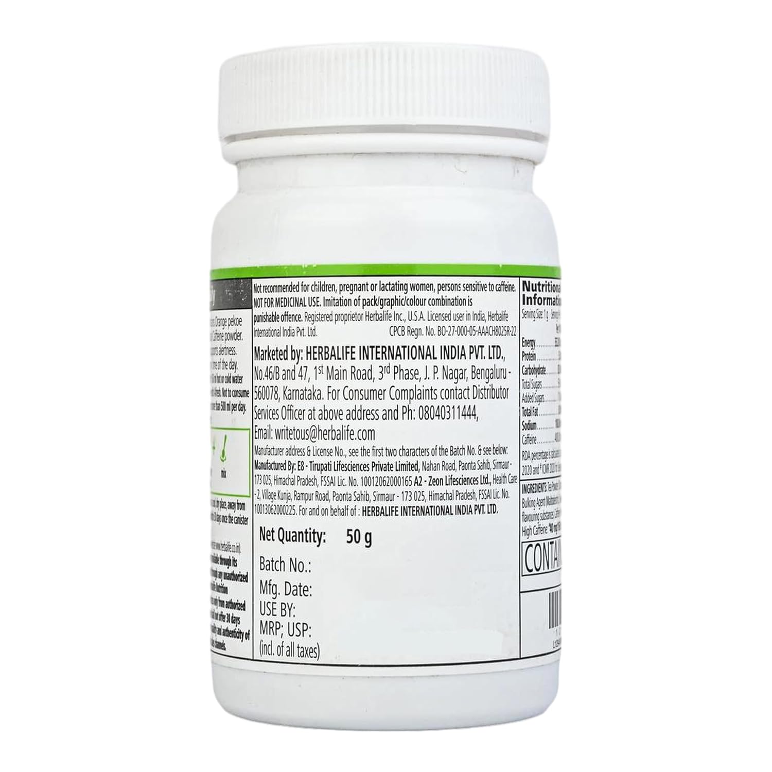 Herbalife Afresh Energy Drink Mix – Elaichi Cardamom Flavor | Instant Energy Booster | 50g