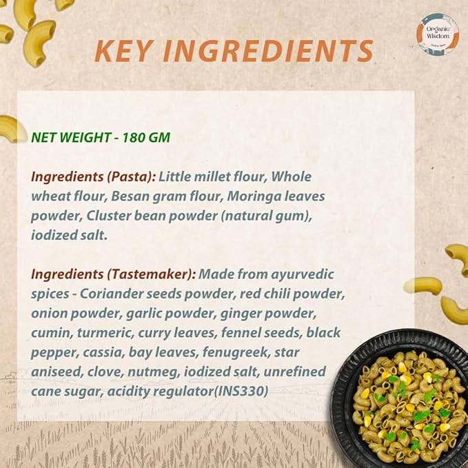 Moringa Little Millet Macaroni Pasta 180grams