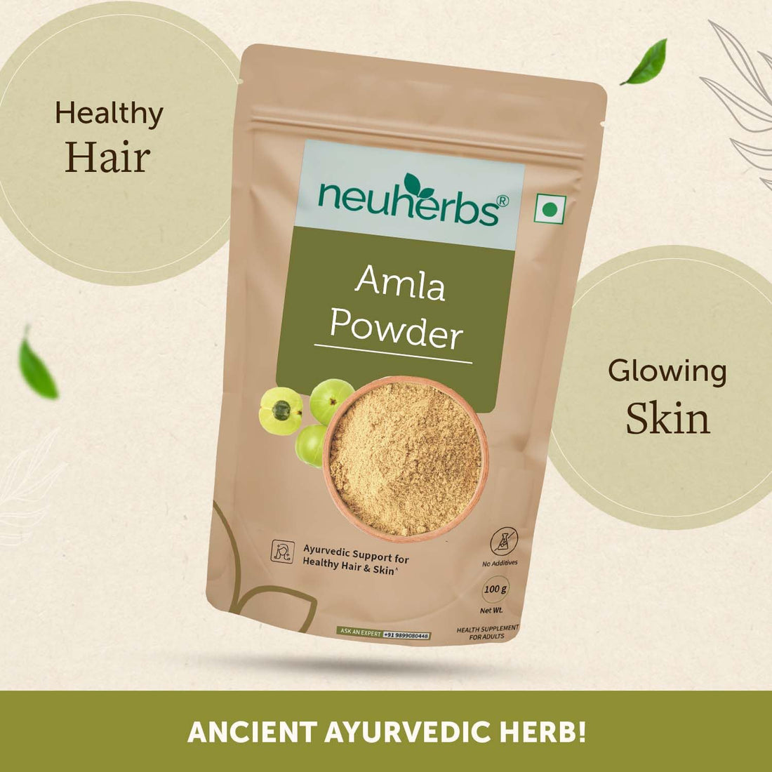 Neuherbs Amla Powder For Hair Growth & Glowing Skin - 100g