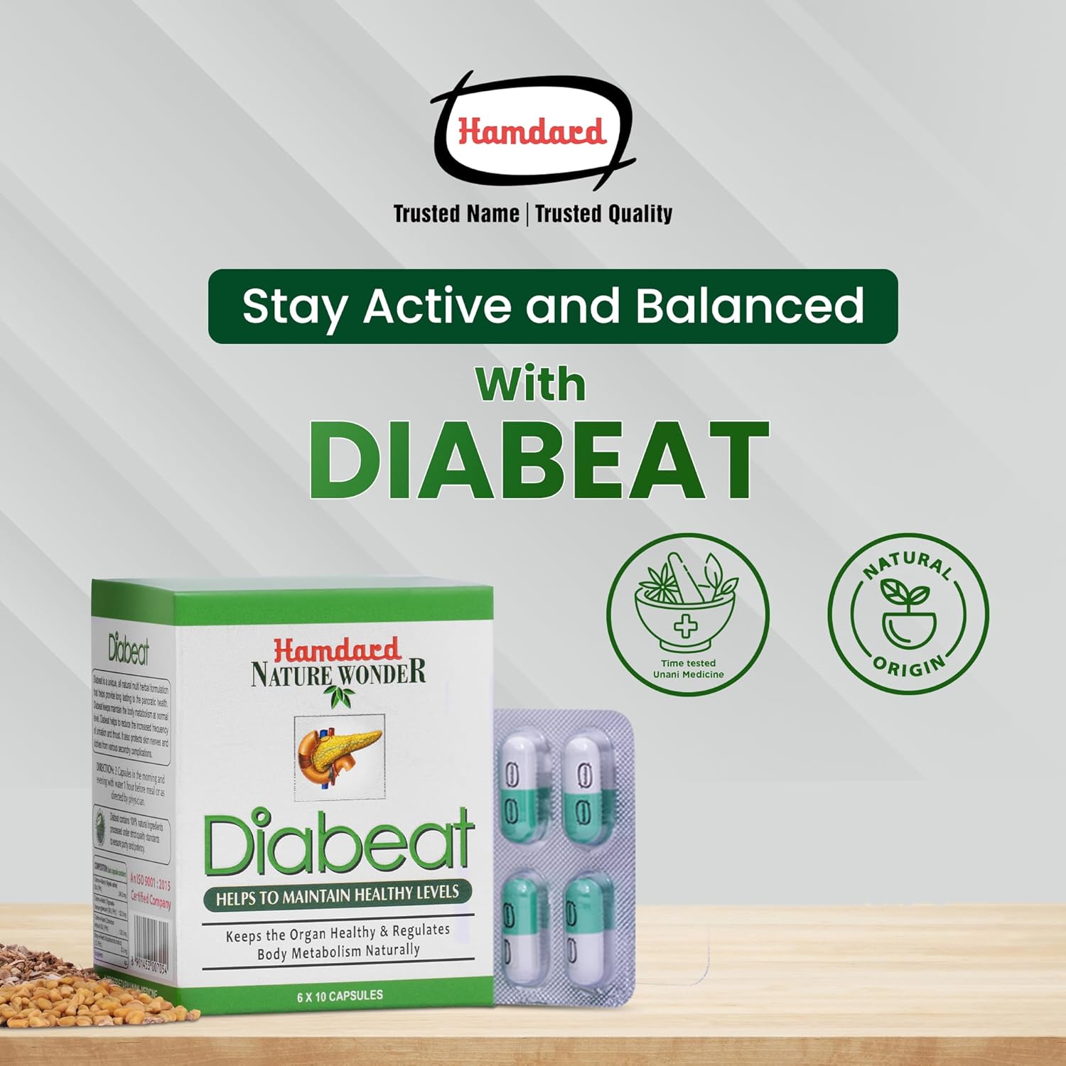 Hamdard Diabeat | 60 Capsules | All-natural Herbal Remedy