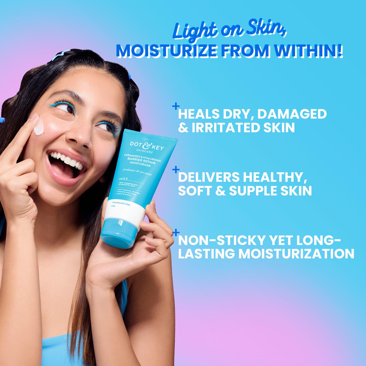 Dot & Key Ceramides Moisturizer with Hyaluronic for Intense Moisturizing and Skin Strengthening