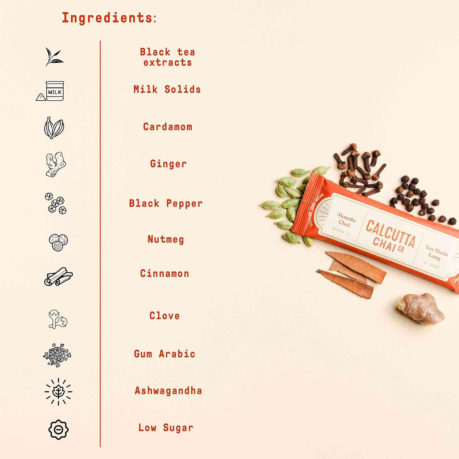 Calcutta Chai Co Masala Chai | Instant Tea Premix | 15 Sachets | 210 Gram |