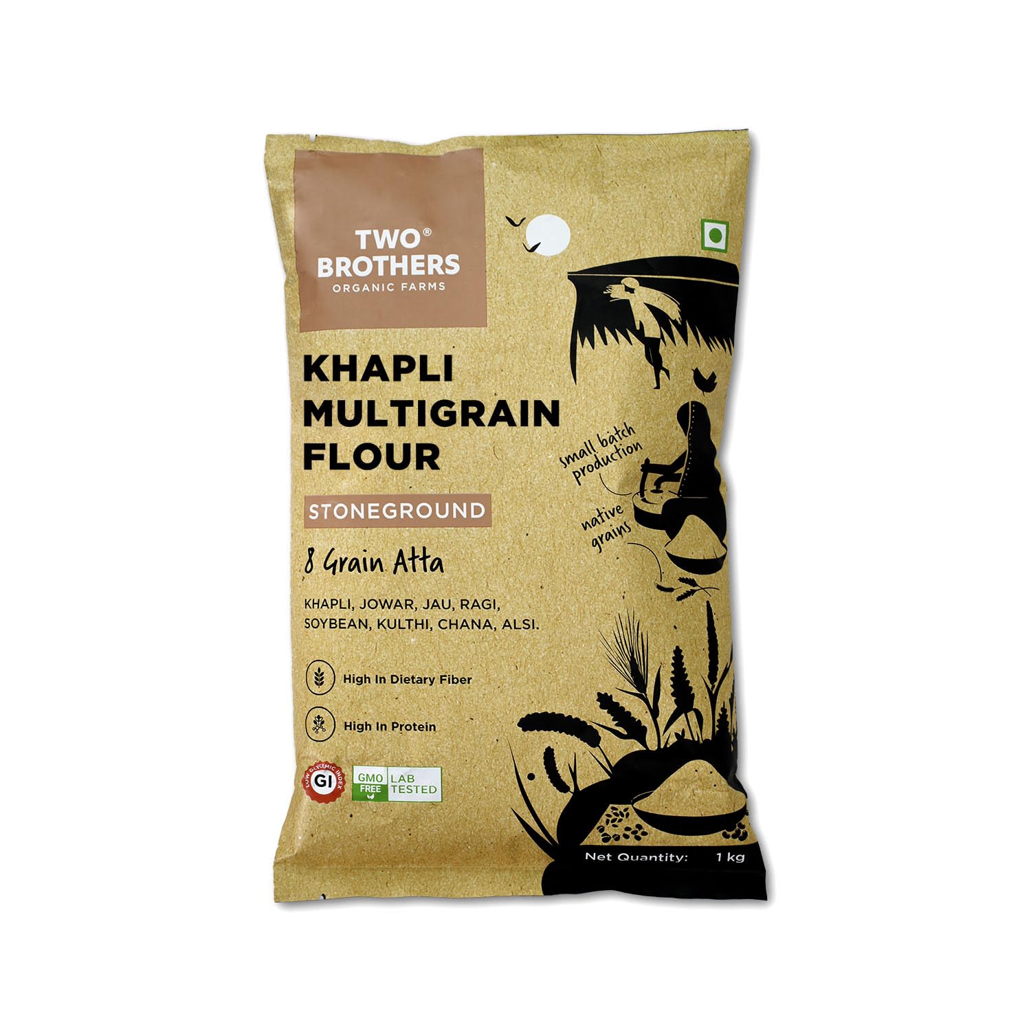 Two Brothers Organic Farms Khapli Multigrain Atta (1kg)