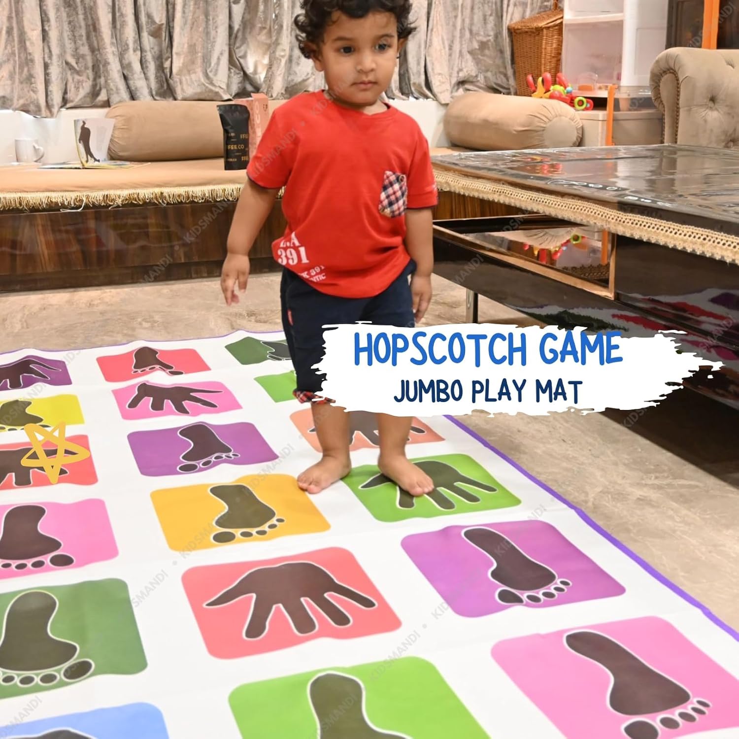 Kids Mandi Hopscotch Game | Jumbo Kids Play Mat (40" x 108")