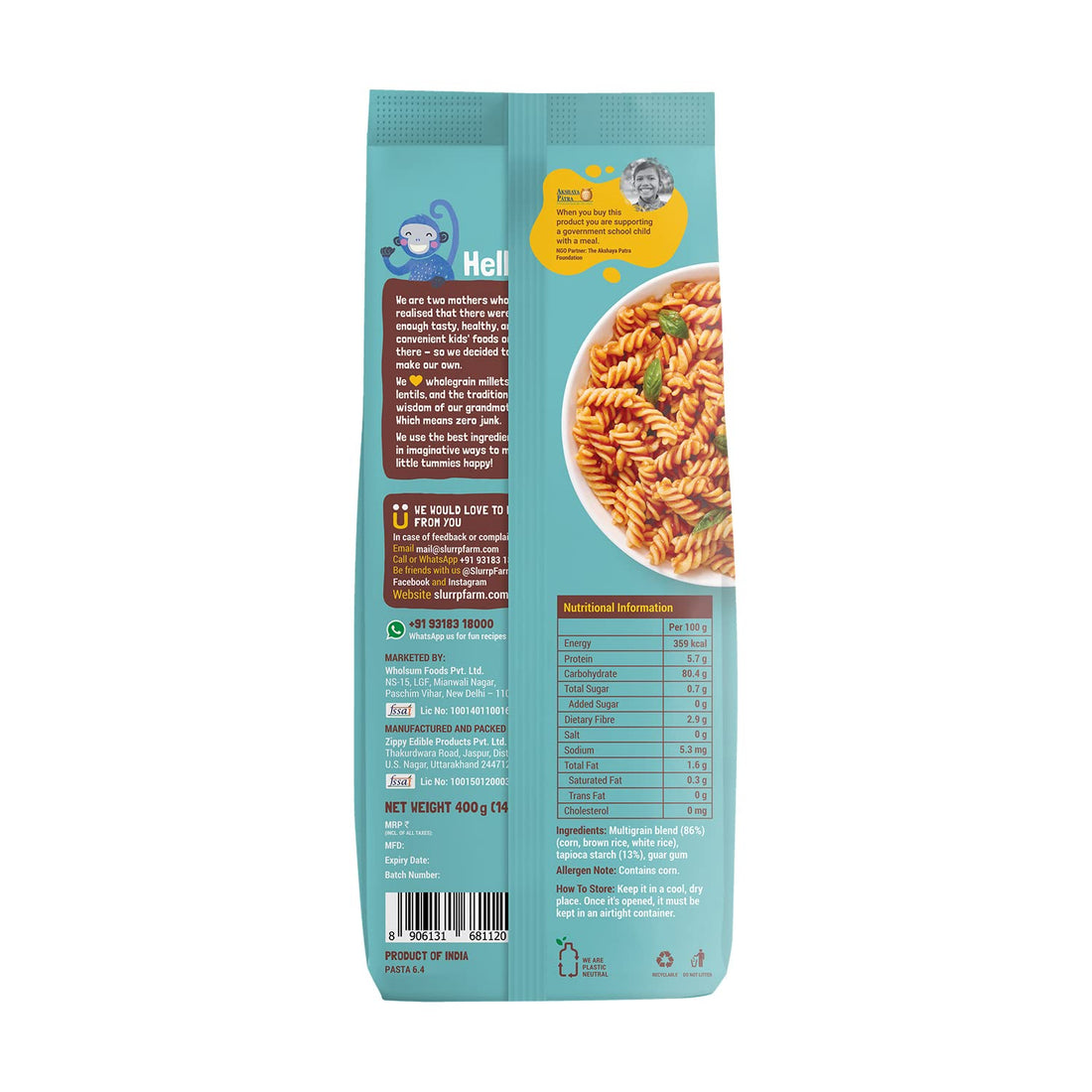 Slurrp Farm No Maida Multigrain Fusilli