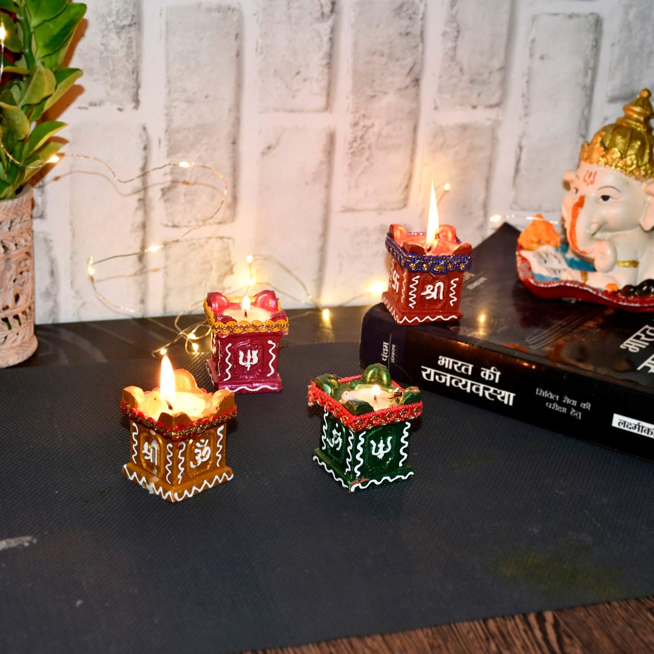 Perpetual Tulsi Diya for Diwali Decoration Handmade  4 Pcs Set