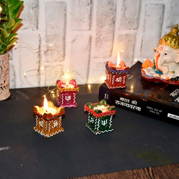 Perpetual Tulsi Diya for Diwali Decoration Handmade  4 Pcs Set