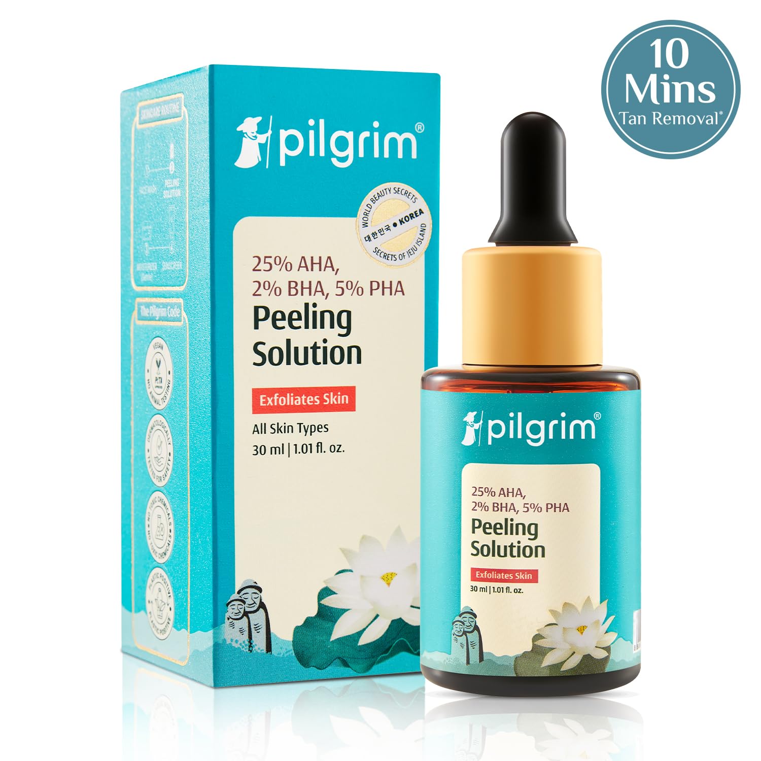 Pilgrim AHA BHA PHA Peeling Solution for Glowing Skin