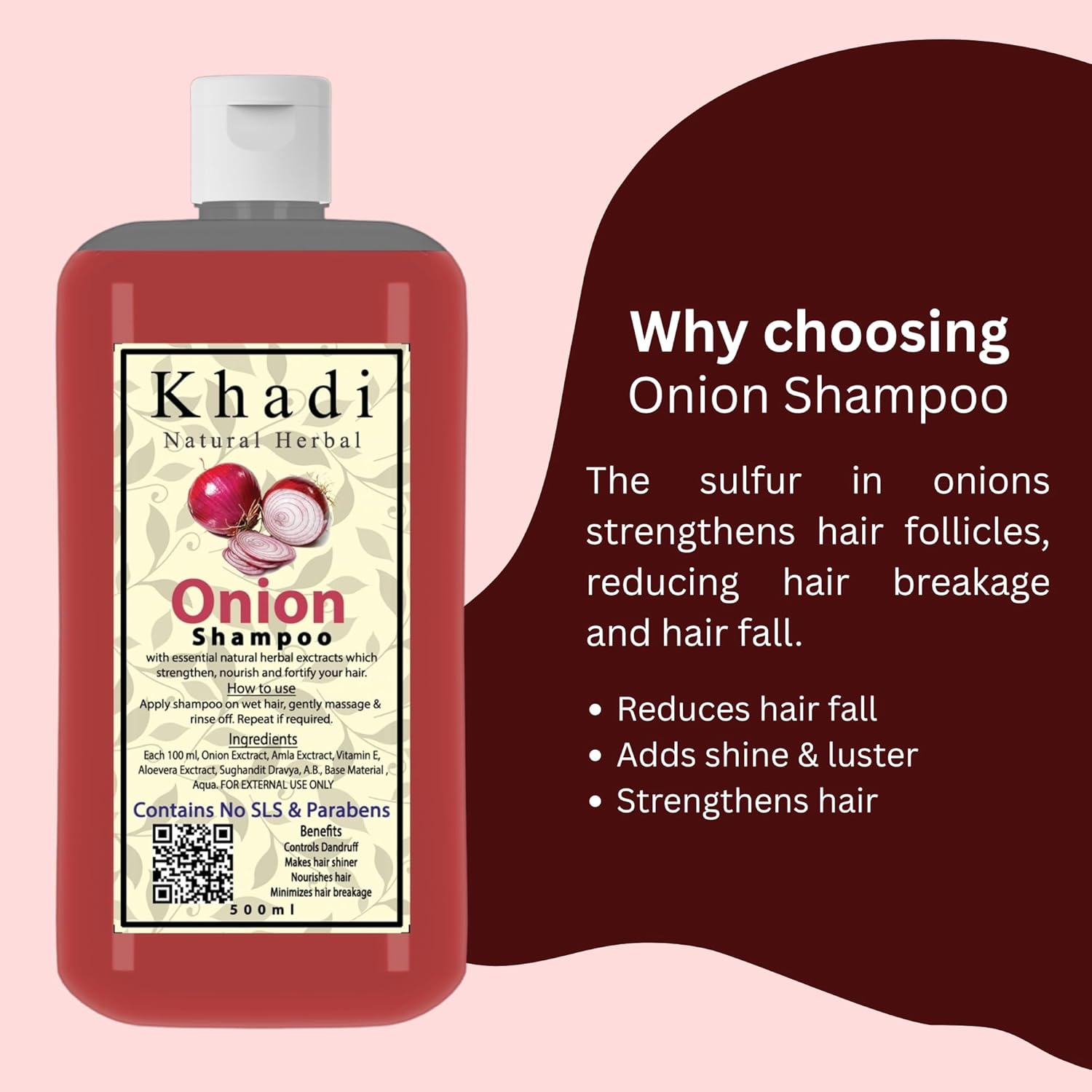 Khadi Natural Herbal Onion Shampoo For Hair Growth 1000ml