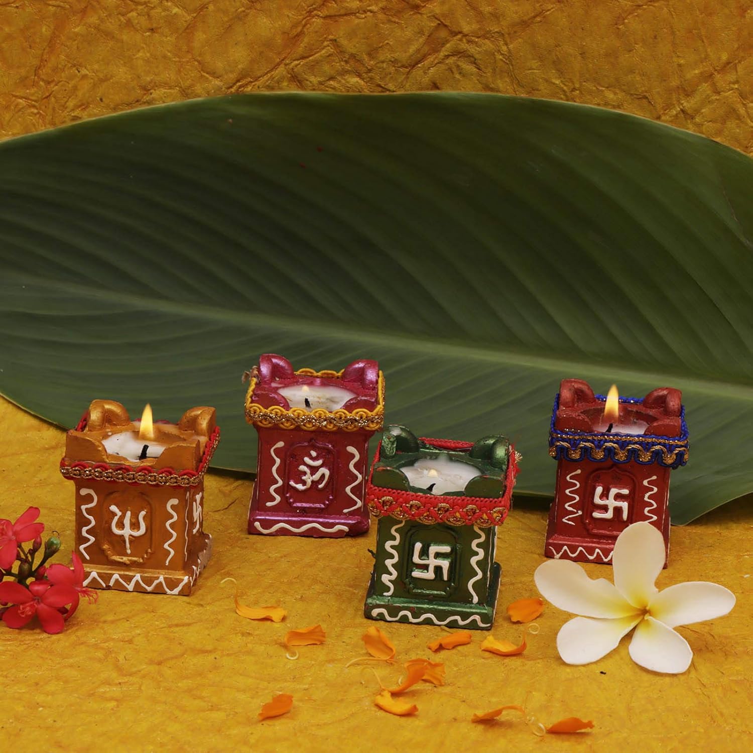 Perpetual Tulsi Diya for Diwali Decoration Handmade  4 Pcs Set