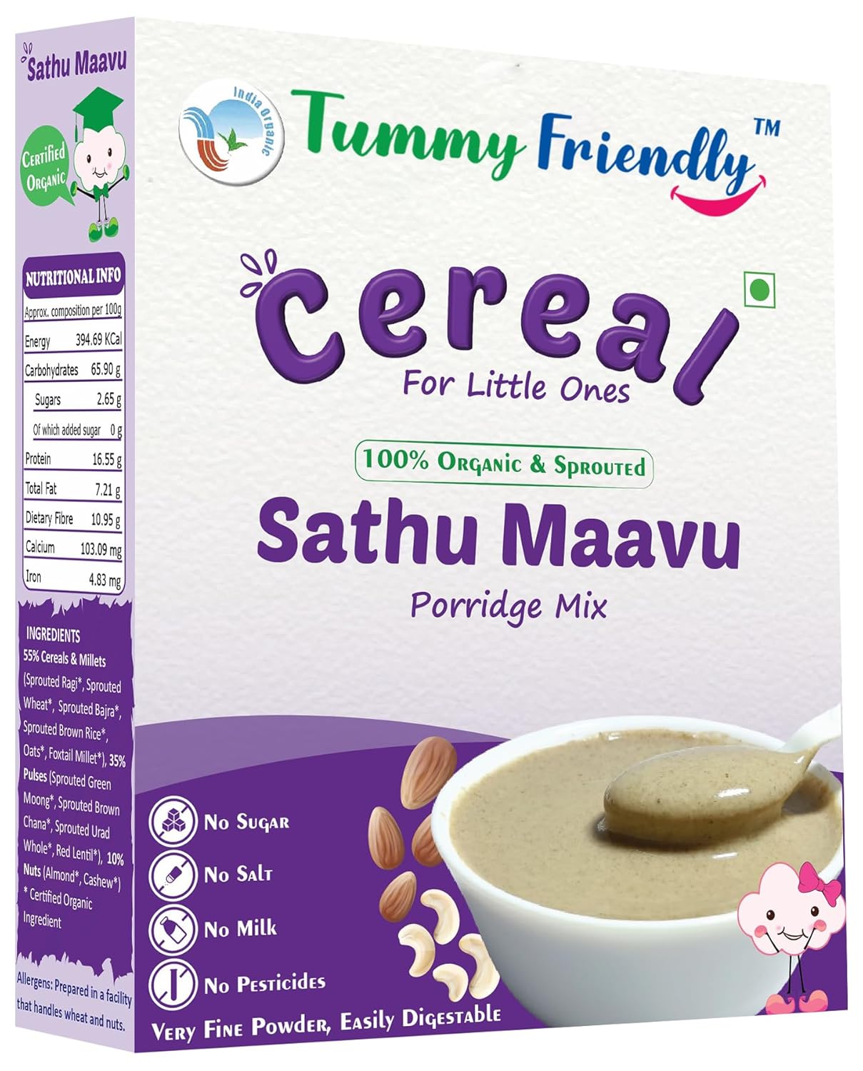TummyFriendly Foods Certified Organic Sprouted Sathu Maavu Mix - 200G