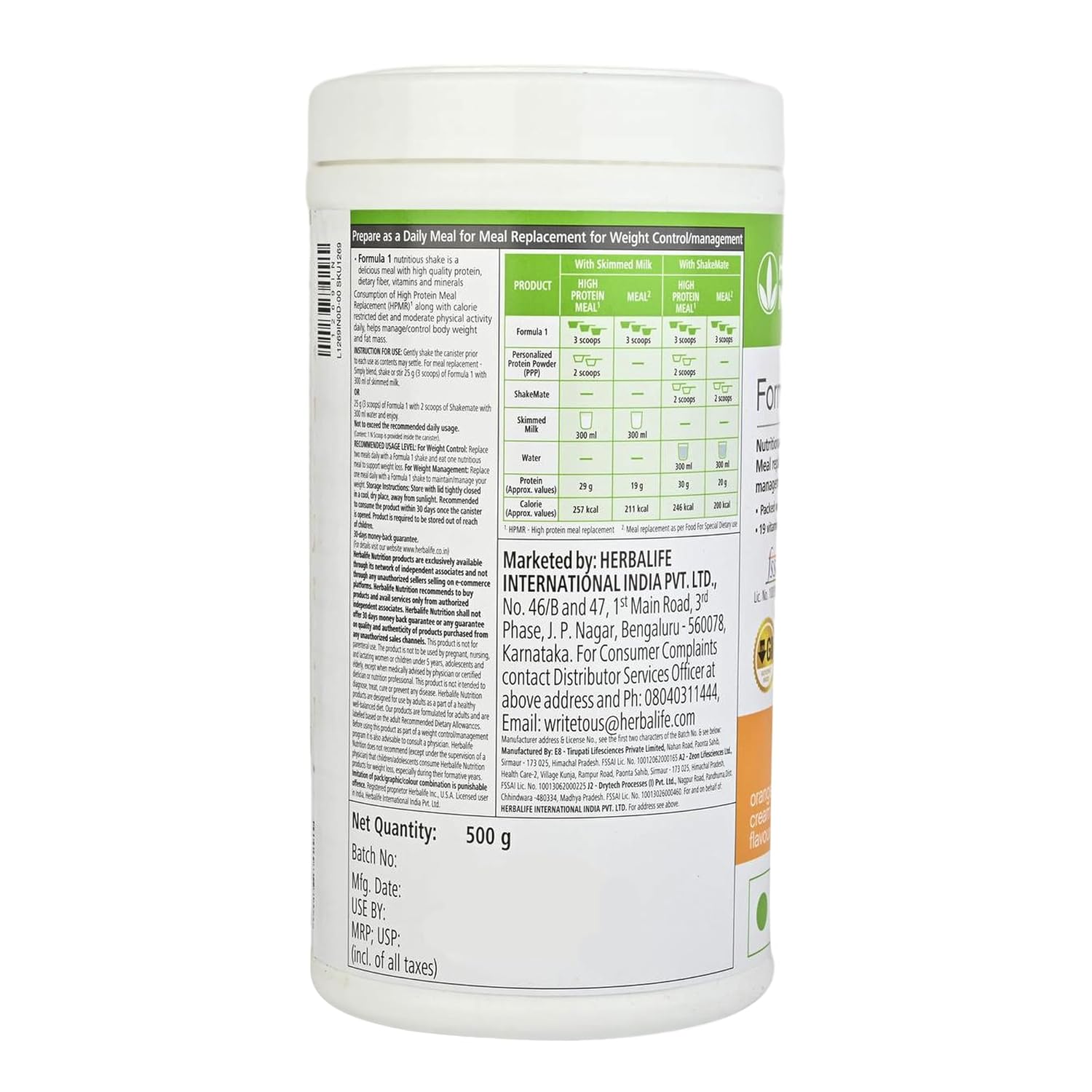 Herbalife Formula 1 Shake Weight Loss Orange Cream 500 g