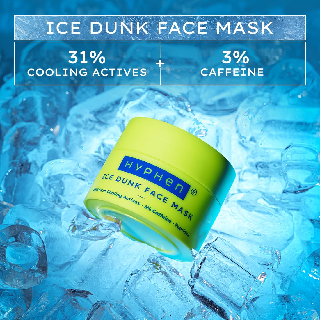 Hyphen Ice Dunk Face Mask with green container and white applicator on a white background