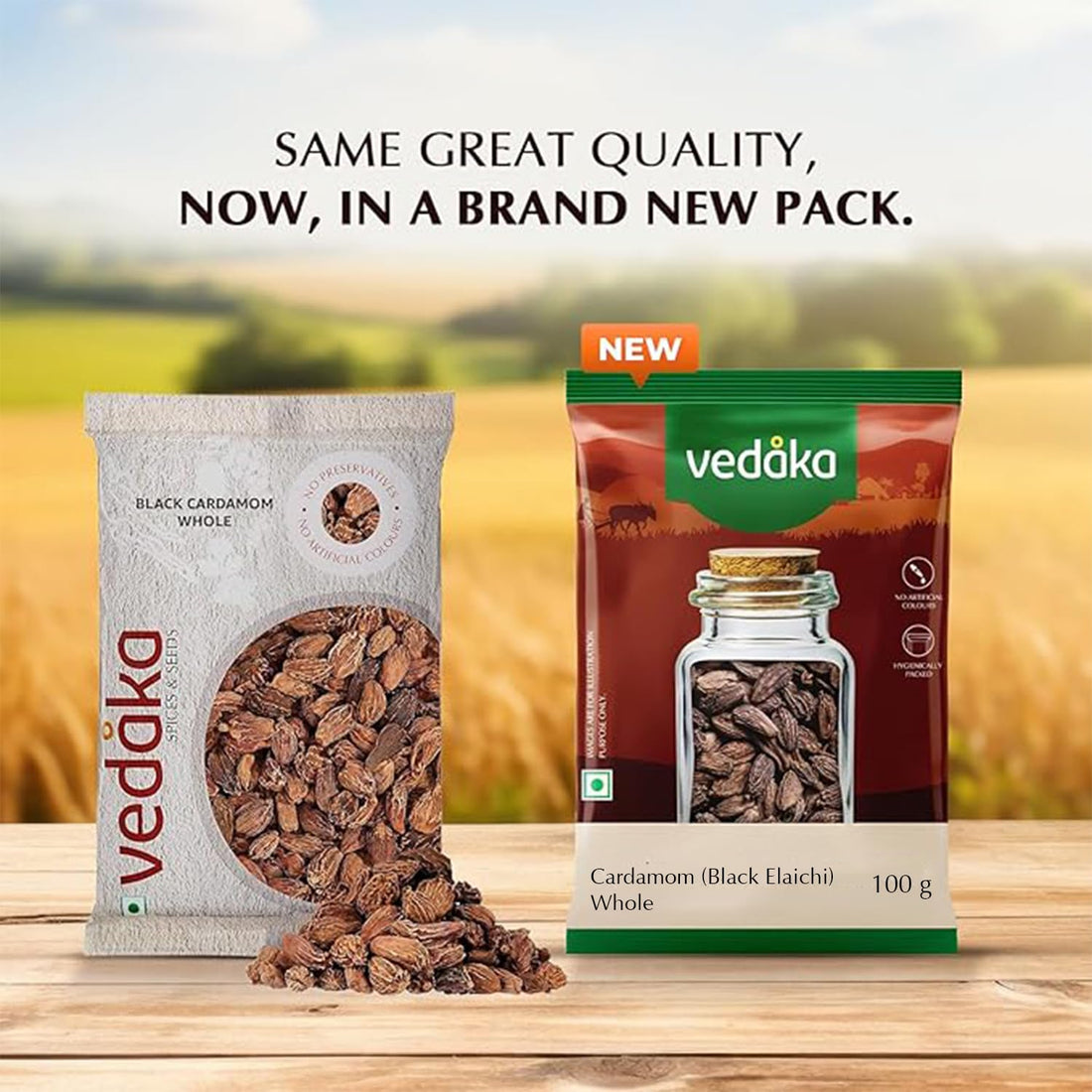 Vedaka Black Cardamom (Kaale Elaichi), 100g