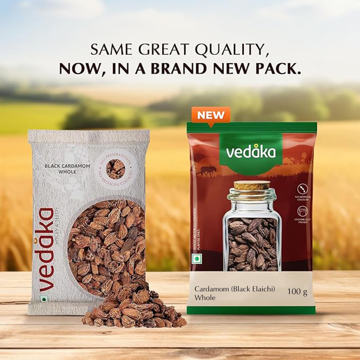 Vedaka Black Cardamom (Kaale Elaichi), 100g