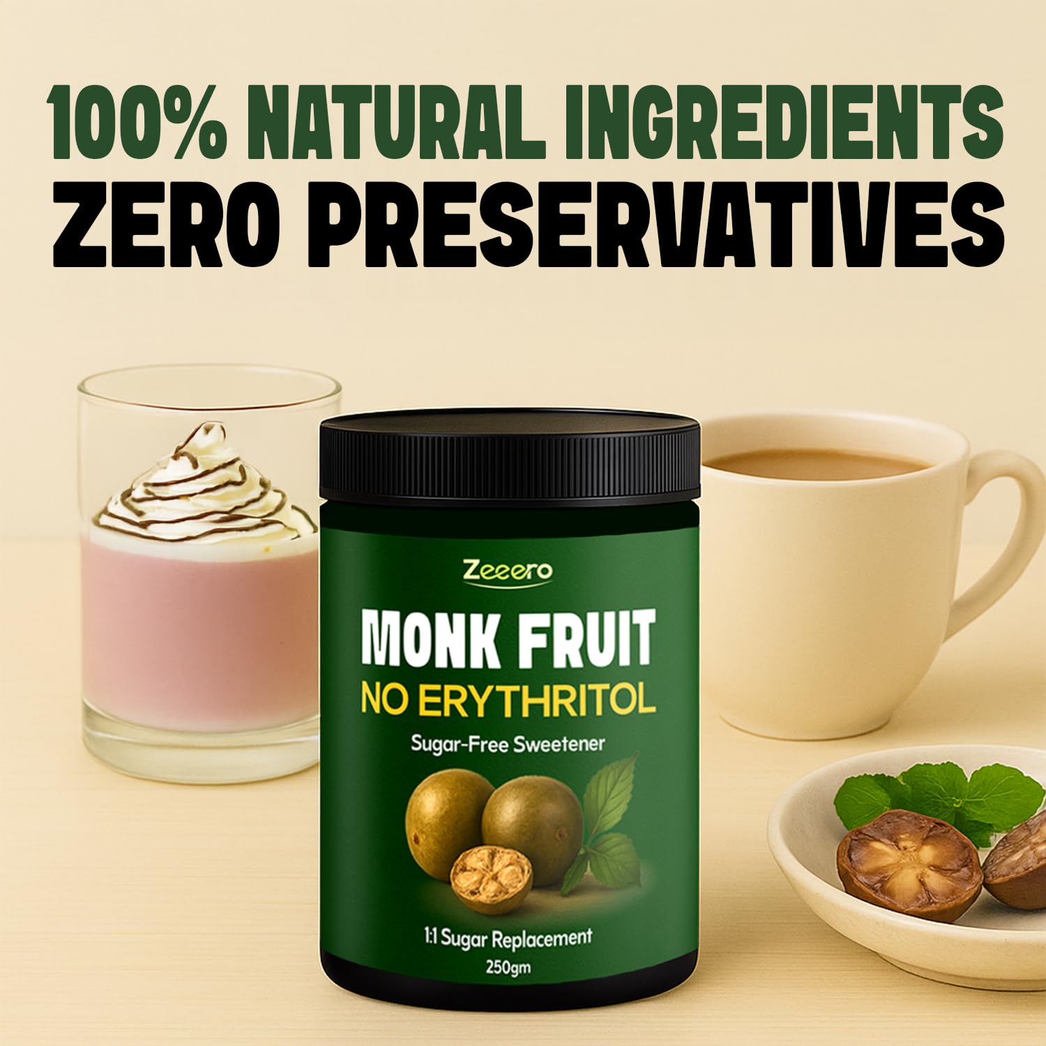 Zeeero Monk Fruit Sweetener without Erythritol | Pure Monkfruit Extract