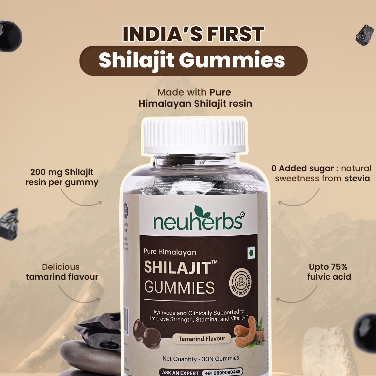 Neuherbs Pure Himalayan India's First Shilajit Resin  30 Gummies