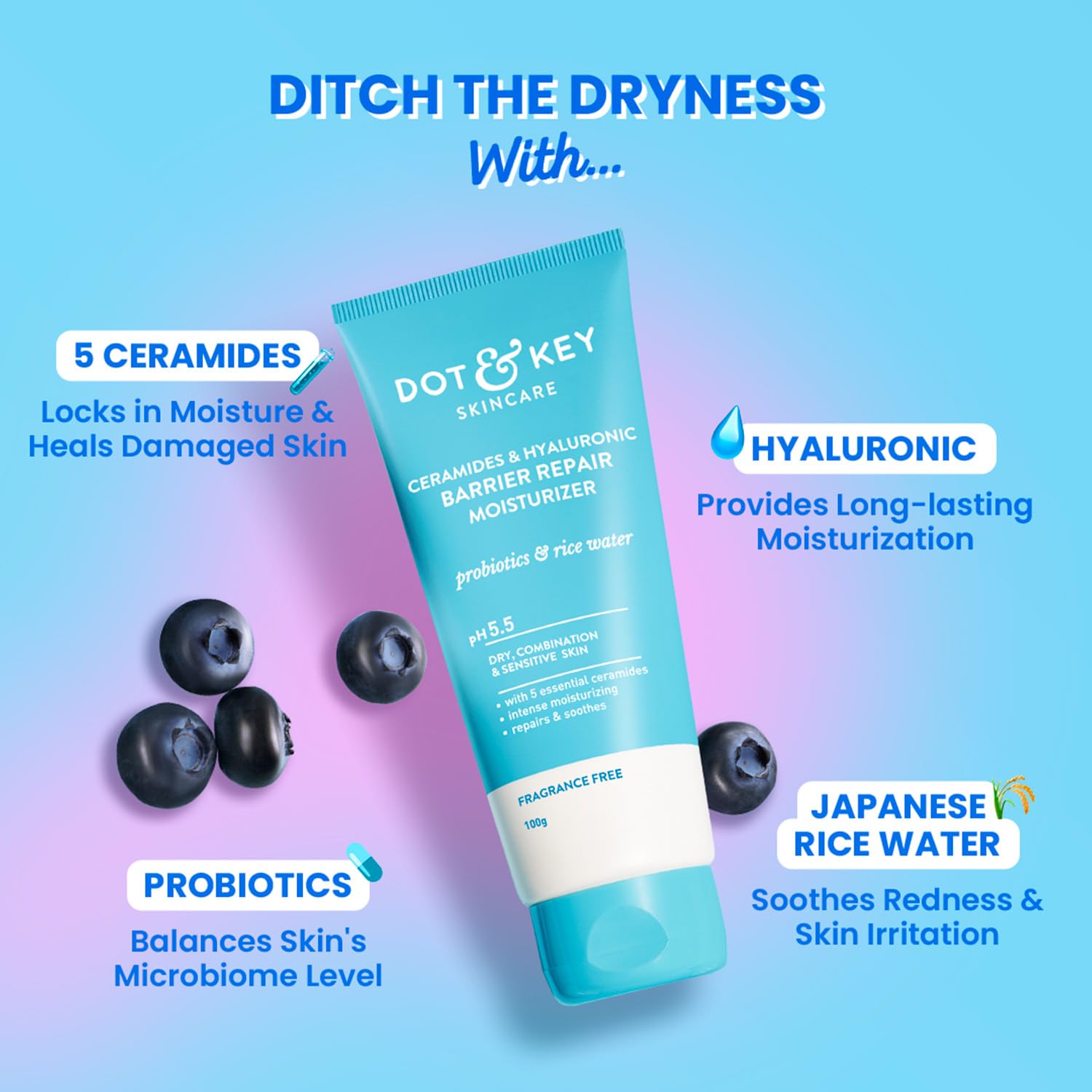 Dot & Key Ceramides Moisturizer with Hyaluronic for Intense Moisturizing and Skin Strengthening