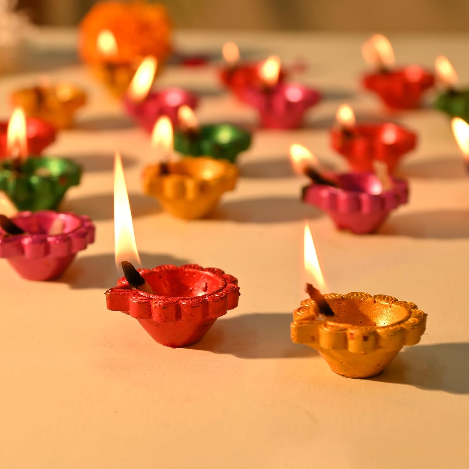 CraftVatika Clay Diya Set of 25 for Diwali Decoration Items for Home Decor