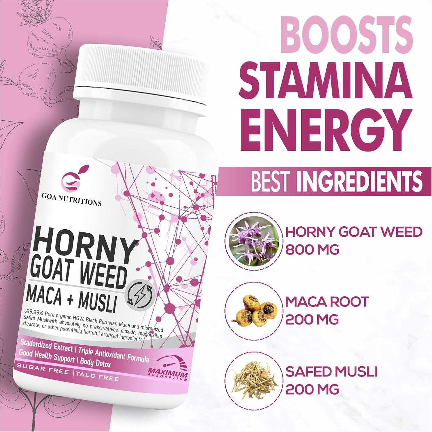 Goa Nutritions Hornygoatweed With Maca Root Powder,  60 Tablets
