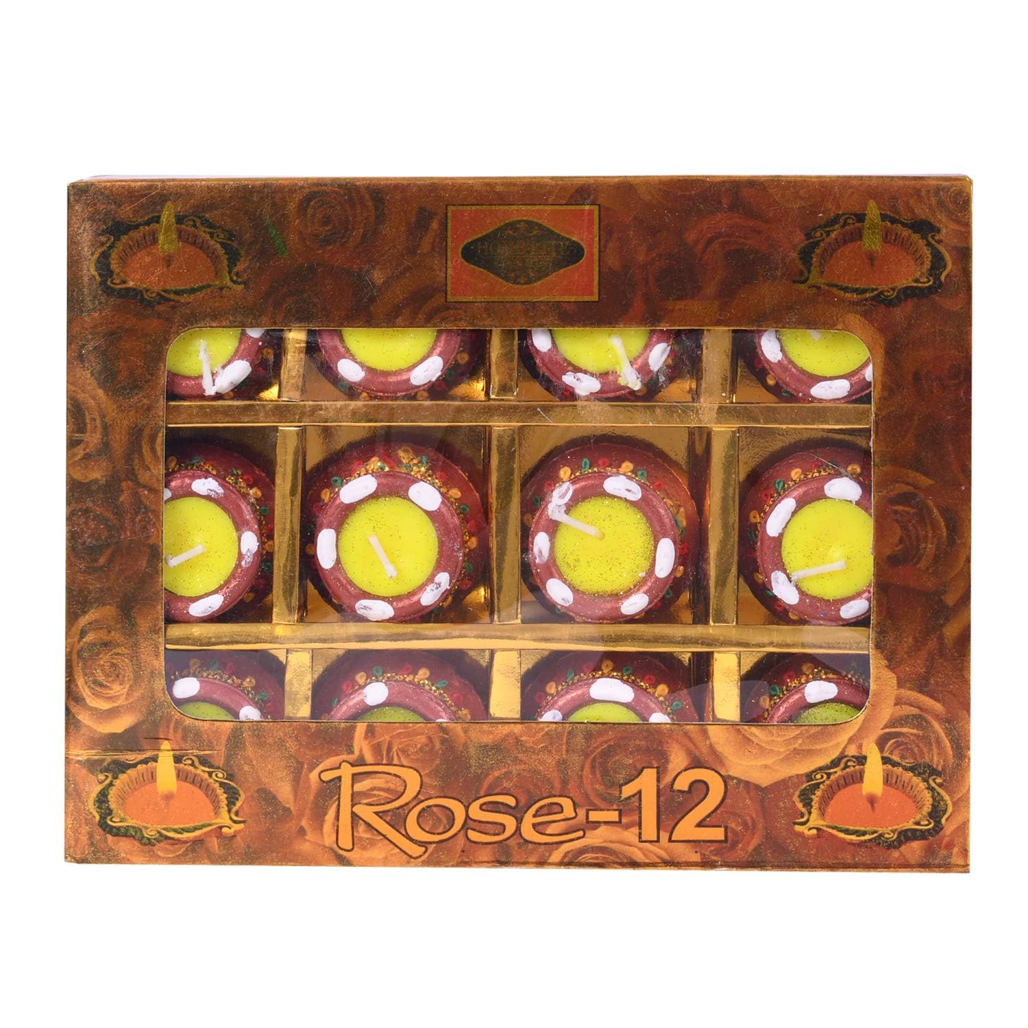 Collectible India 12 Diwali Diya Colorful Handmade Earthen Clay Handpainted Diyas