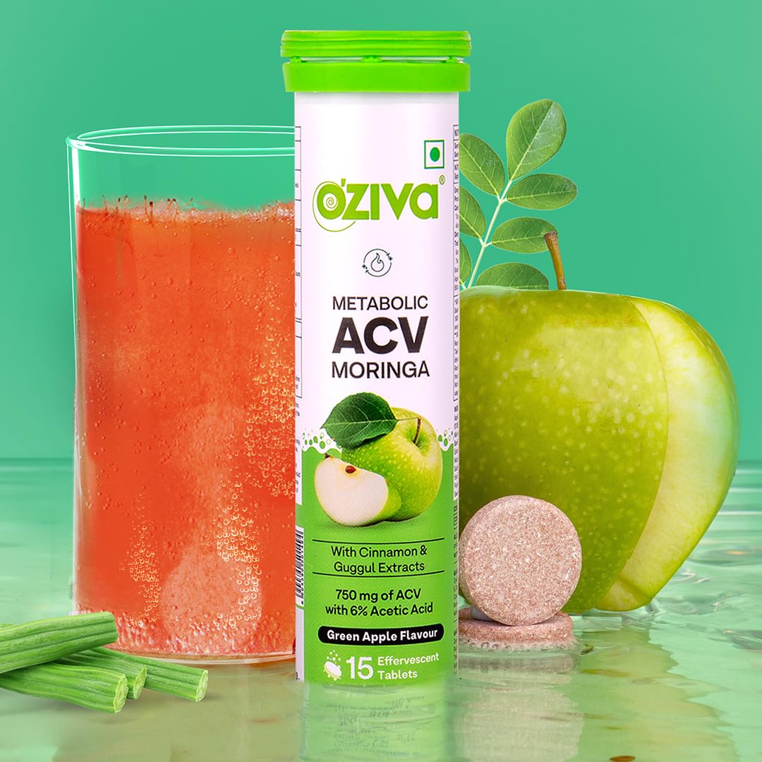 OZiva ACV Moringa  Green Apple,  360 gms-Pack of 4 (60 tablets).