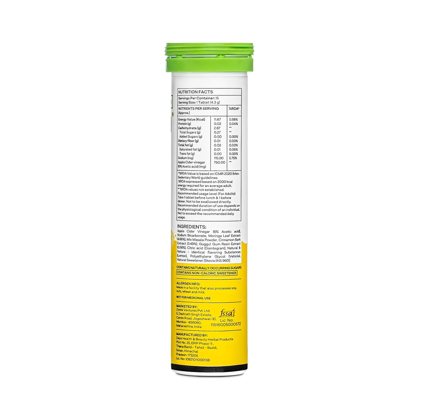 OZiva ACV Moringa Lemon Masala 360 gms-Pack of 4 (60 tablets).