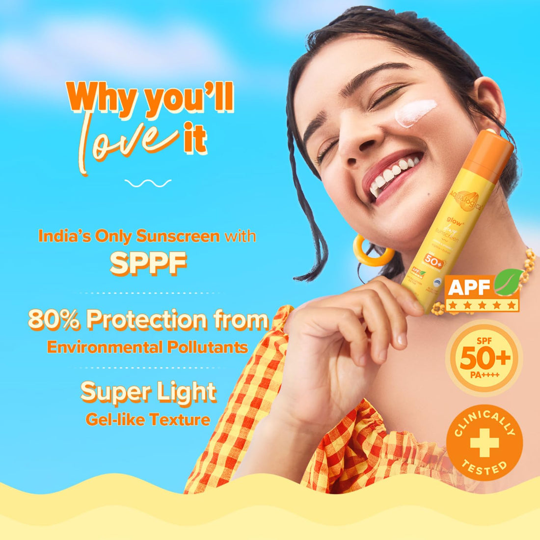 Aqualogica Glow+ Dewy Sunscreen Gel With Papaya & Vitamin C